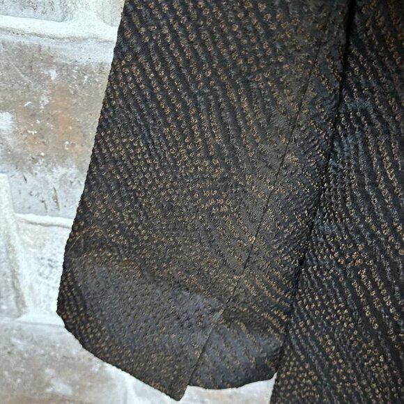 Eileen Fisher Dress Jacket Open Front Textured‎ Silk Blend Brown Black Sz M VTG - Picture 4 of 9
